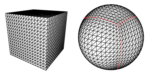 cube projected onto a sphere